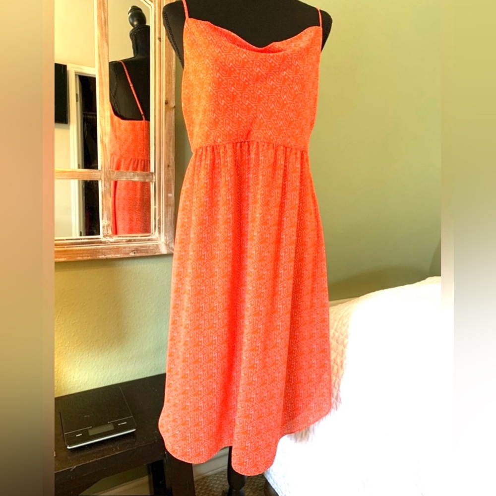 Coral Sz Large dress orange spaghetti straps sun dress summer Rachel Roy Bahamas